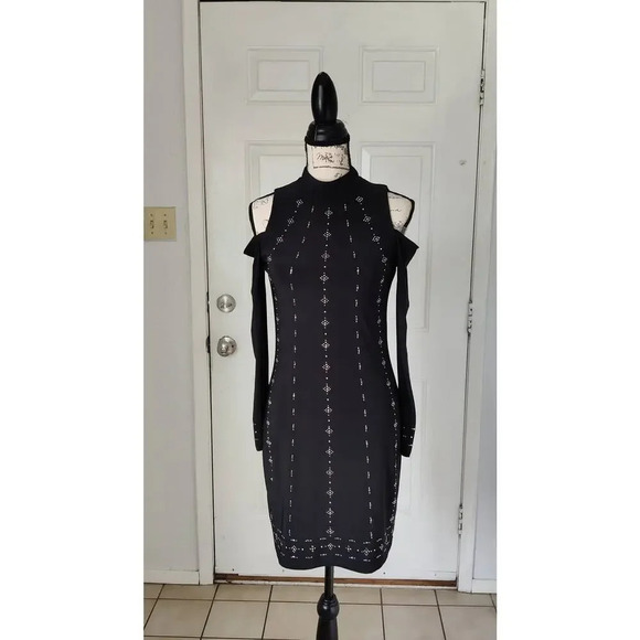 White House Black Market Dresses & Skirts - WHBM Cold Shoulder High Neck Long Sleeve Dress Cocktail Sz XXS‎
